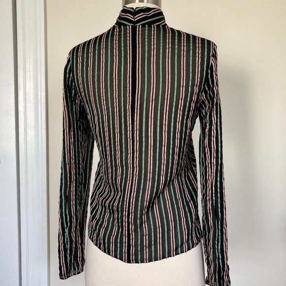 &Other Stories Sheer Chevron Stripe Top, Black/Stripe, 34/XS - Picture 10 of 13